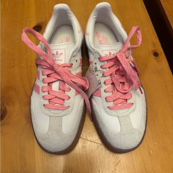 Adidas White and Pink SAMBA Sneakers - Picture 1 of 8
